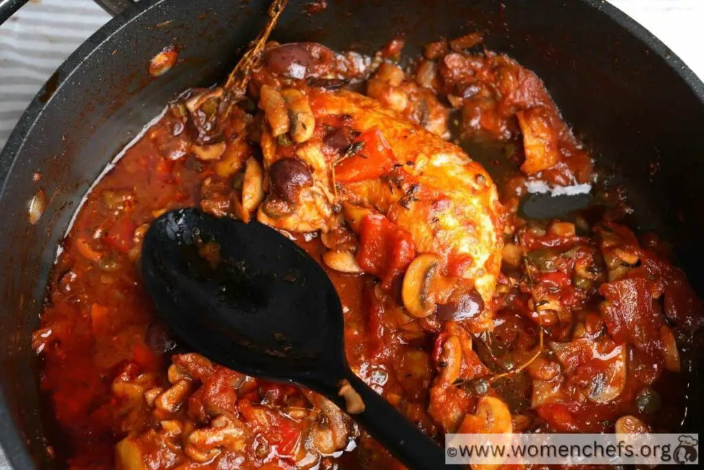 A pot of Ina Chicken Cacciatore