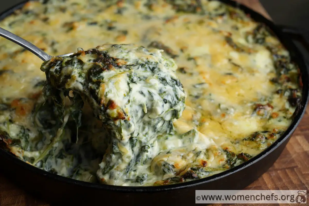 Serving Spinach Gratin While Hot