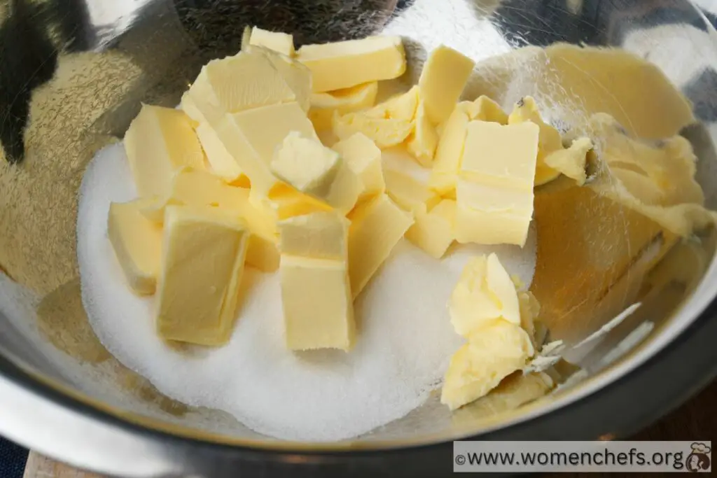 butter and sugar in a bowl