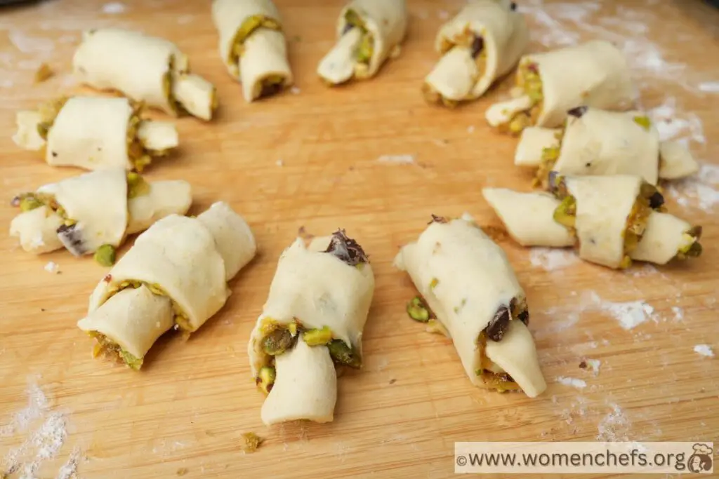 rugelach cut and shaped