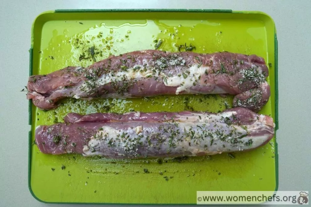 Raw salted and oiled porktenderloins