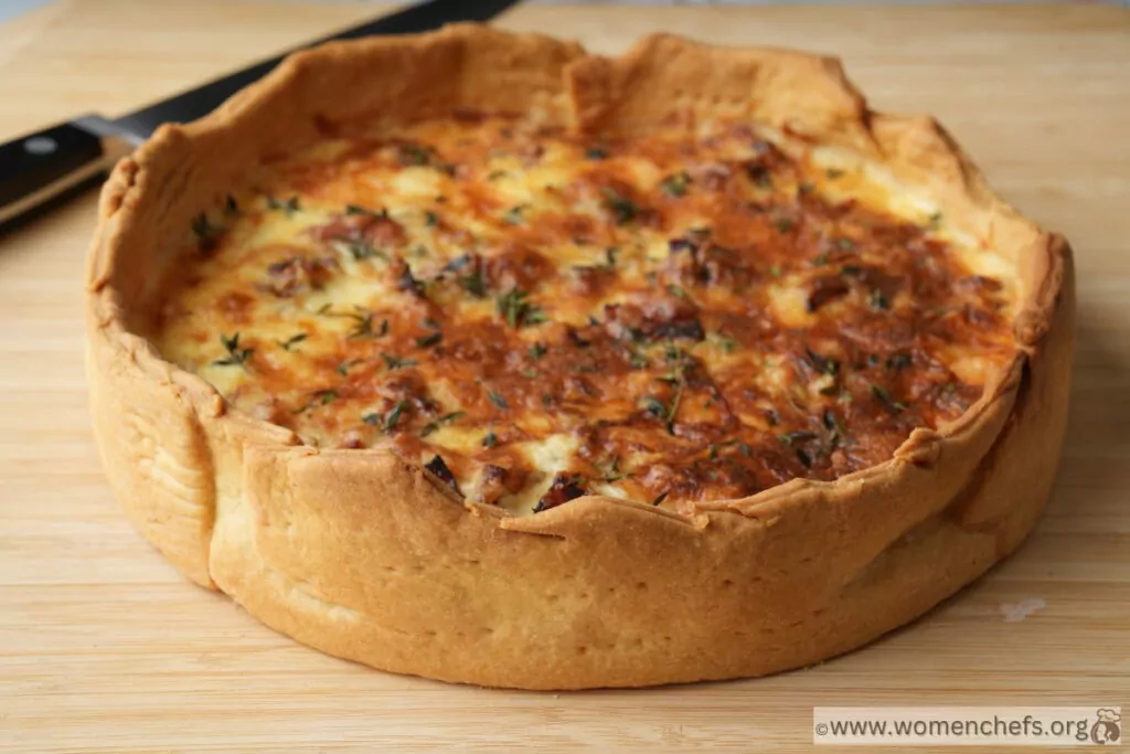 Whole Ina Garten quiche with perfectly browned crust