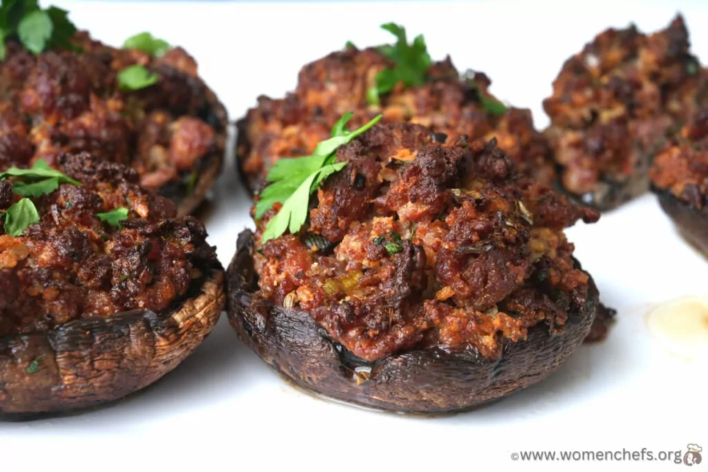 Ina Garten Stuffed Mushrooms On A White Background